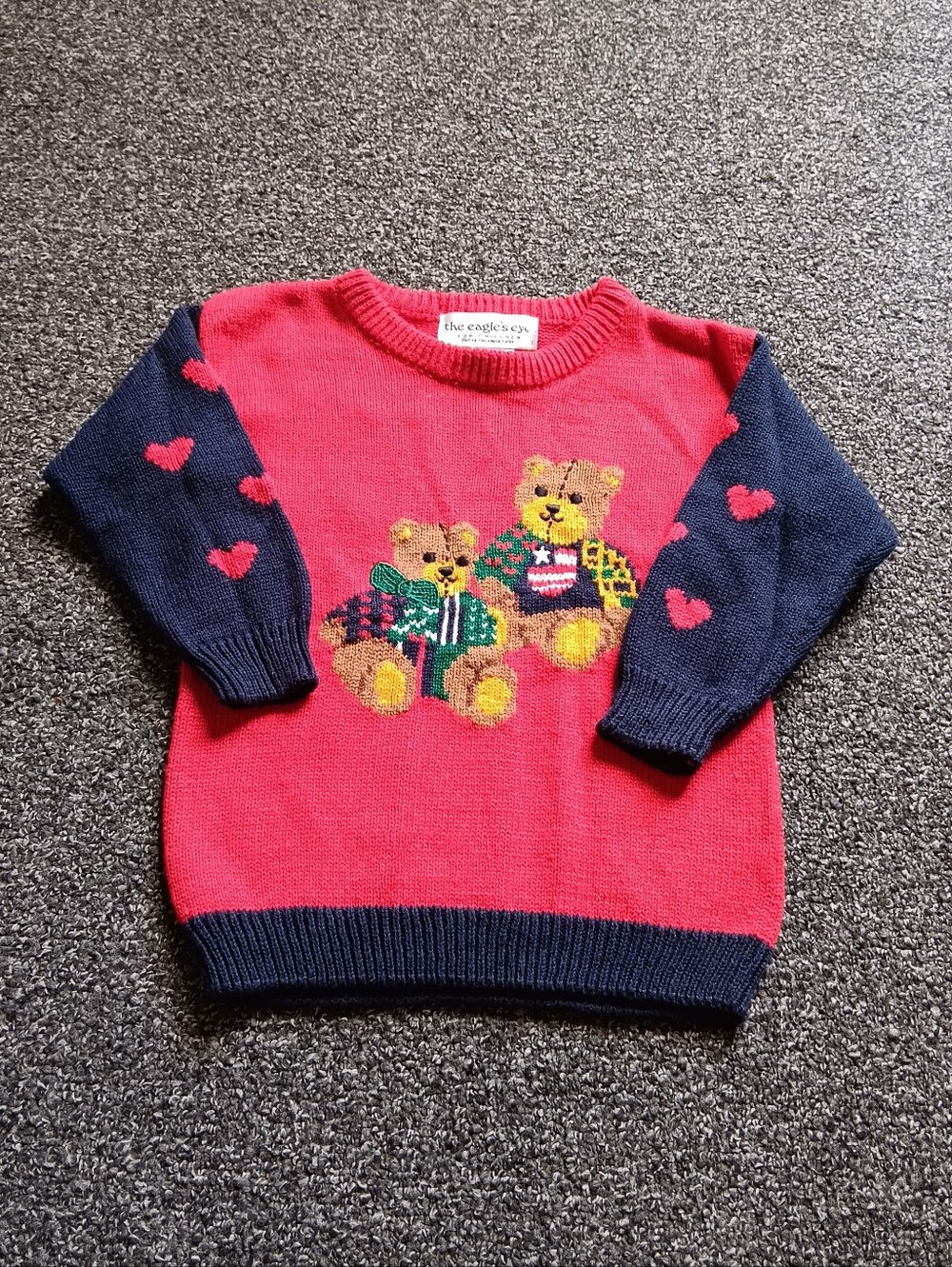 1994 Eagles Eye Kids 3T Teddy Bear Thick Knit Ugly Christmas Story Book Sweater - Picture 3 of 10